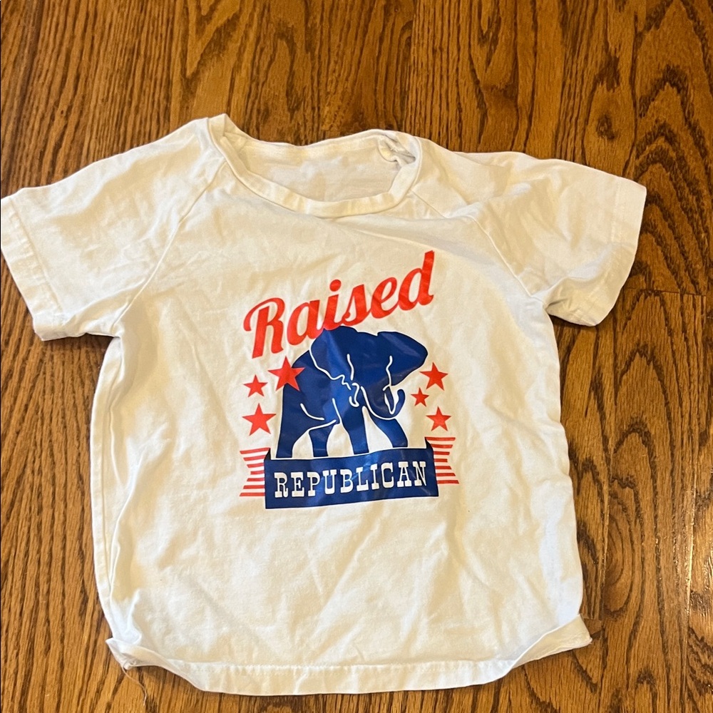 Kids White 'Raised Republican' Graphic Tee